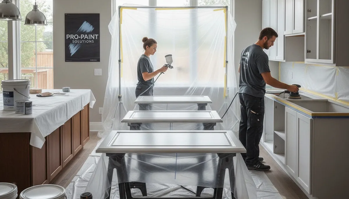 Cabinet painting service in Glendale, AZ for durable kitchen and bathroom cabinet refinishing